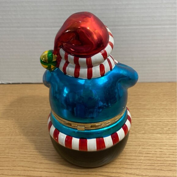 Vtg Mr Christmas Penguin Musical Trinket Box Rotating Ice Skaters Metallic VIDEO - Picture 4 of 11